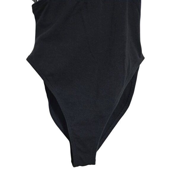 Vintage 80s Marika Dark Balletcore Black White Retro Bodysuit Leotard Size L - Picture 6 of 7